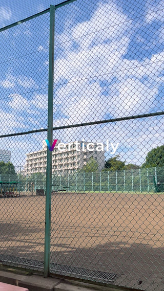 公園のフェンス越し、青空