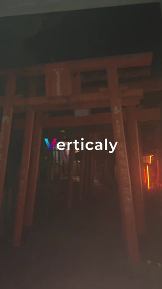 朱色の鳥居、夜の幻想