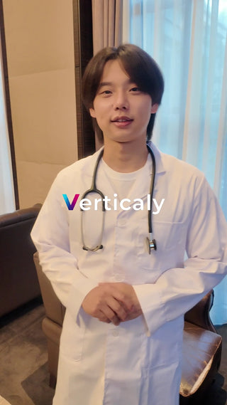 白衣姿の男性、笑顔で話す