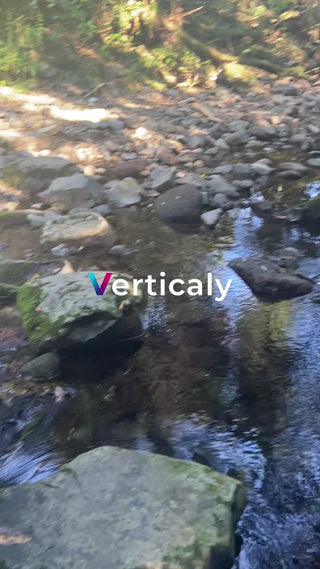 小川のせせらぎ、木漏れ日の中