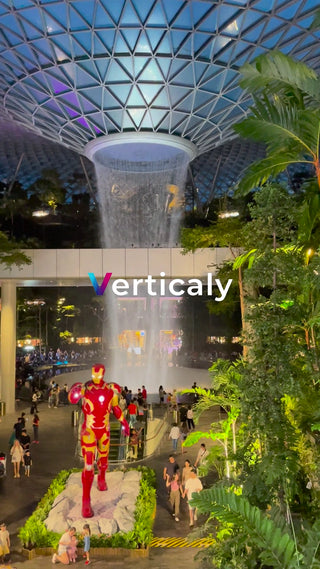 Jewel Changi Waterfall is bustling with people