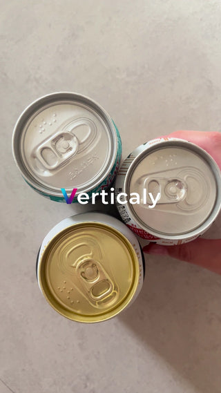 Three-color cans, top view