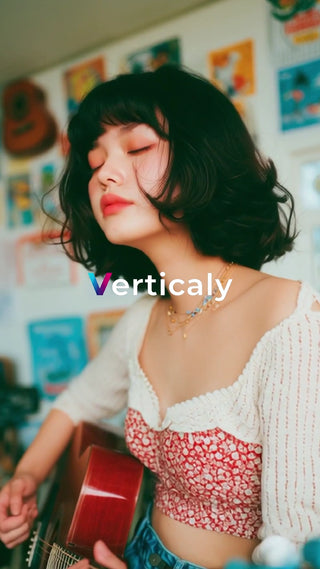 ギターを弾く女性、午後の光