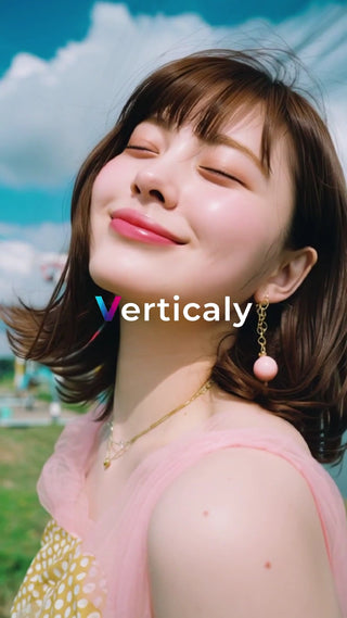 晴天の下、笑顔の女性