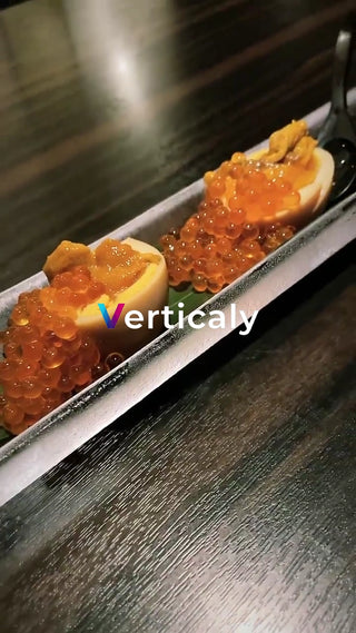 Eggs with salmon roe and sea urchin