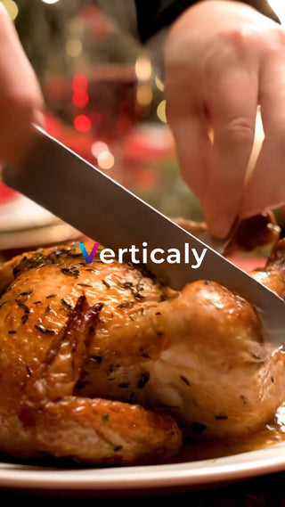 焼き立てローストチキン、ナイフで