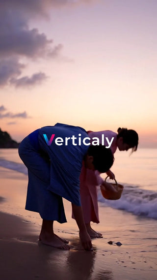 浜辺で貝殻探し、夕暮れ時