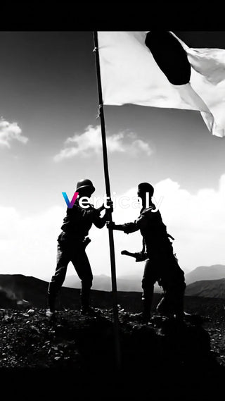 国旗を掲げる兵士たち