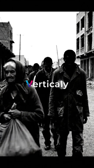 人々の行進、荒廃した街