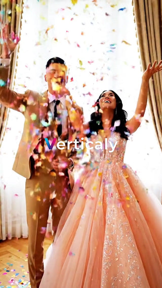 紙吹雪、喜びを分かち合う