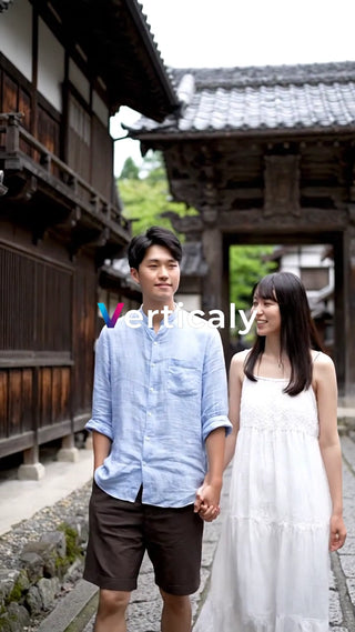 古都散策、手を取り合う二人