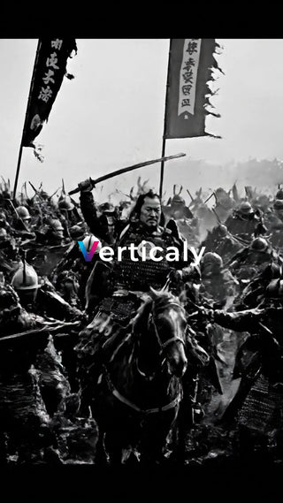 武士、戦場で旗を掲げる