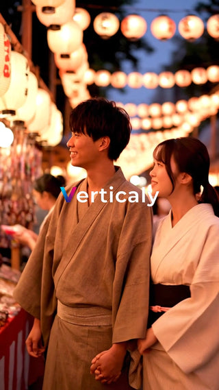 夏の夜、浴衣姿の二人