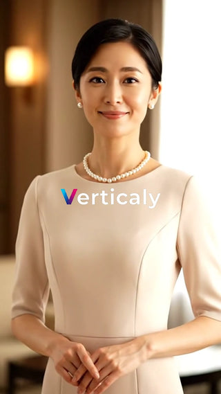 パールネックレスの女性、微笑み