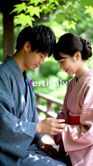 寄り添う二人、浴衣姿