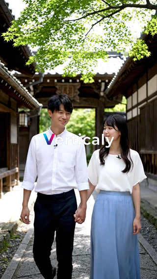 手をつなぎ歩く二人