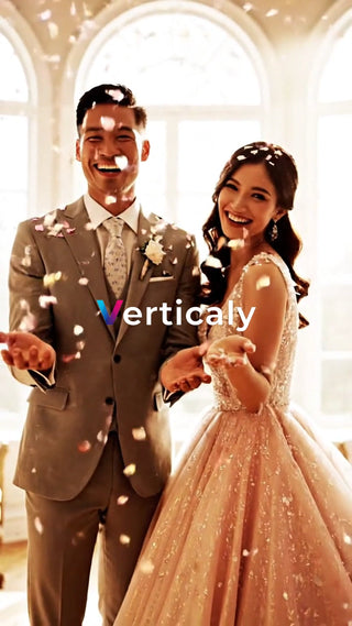 笑顔で祝福、紙吹雪舞う