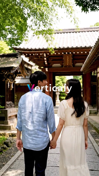 手をつなぎ散歩する二人