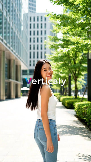 都会の道を歩く女性