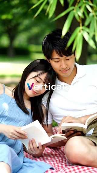 公園デート、読書を楽しむ