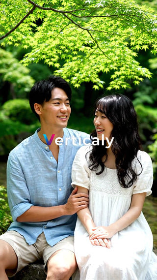 公園デート、寄り添う二人