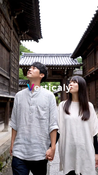 古都の街並みを歩く二人