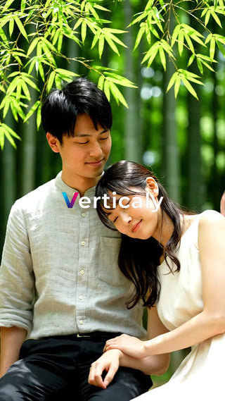 竹林で寄り添う二人