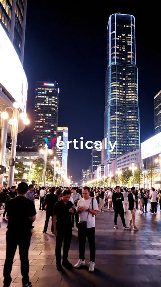 夜の街並み、人々の賑わい