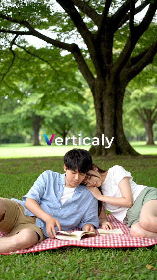 公園で読書、寄り添う二人