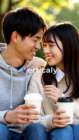 笑顔で語らう二人、カフェ