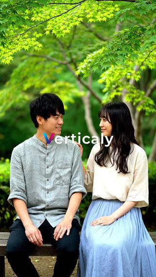 公園デート、寄り添う二人