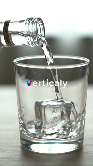 氷と水、グラスに注ぐ