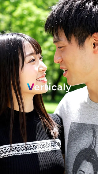 寄り添う二人の笑顔、公園で