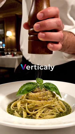 パスタに黒胡椒を振る