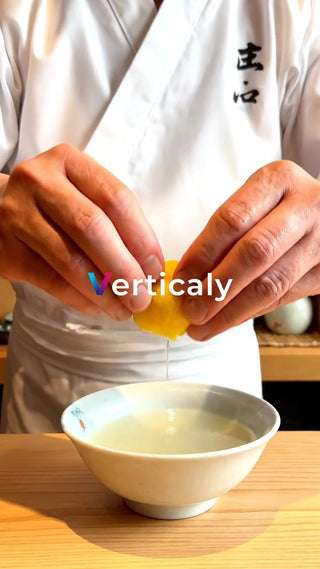 レモンを絞る料理人