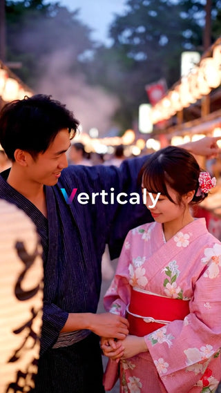 浴衣姿の二人、夏祭りデート