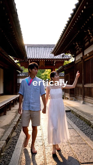 古都散策、手をつなぎ歩く