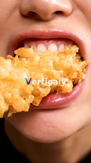 揚げ物を頬張る瞬間