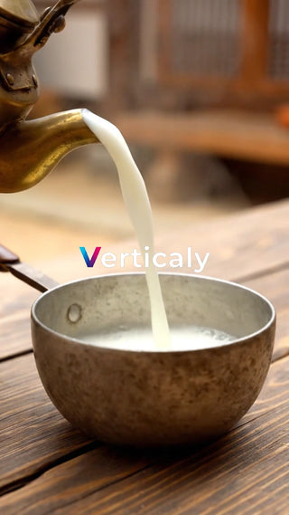 ミルクを注ぐ、金属ボウル