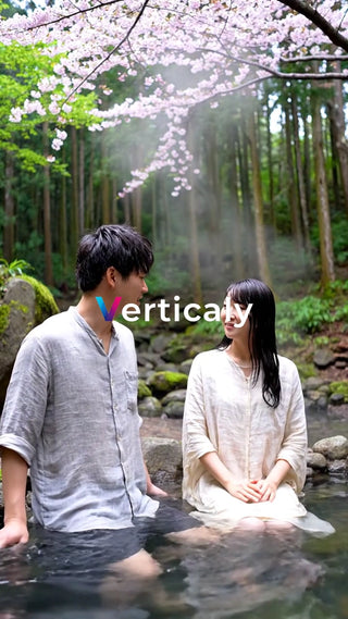 温泉で語らう二人