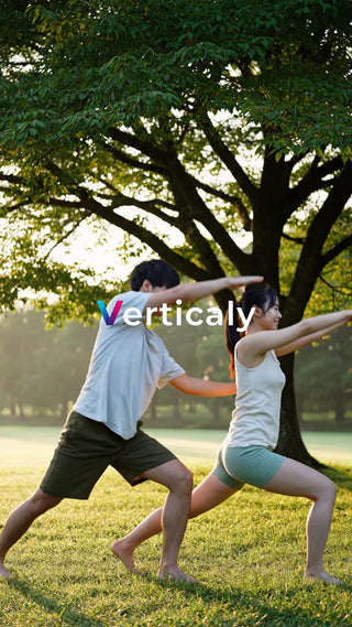 公園でヨガをする二人