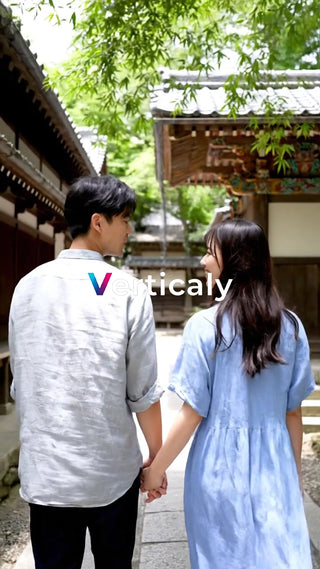 手をつなぎ散歩する二人