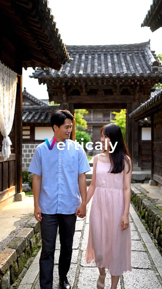 手をつなぎ散歩する二人