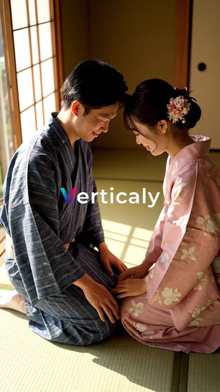 浴衣姿の二人、寄り添う姿