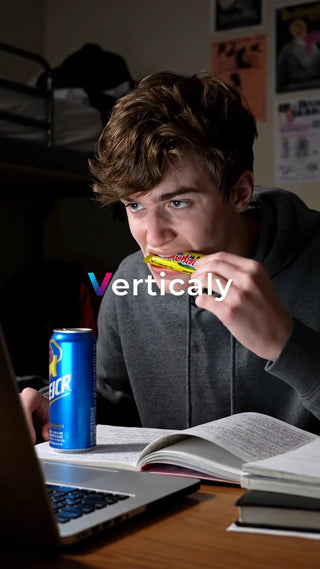 勉強中の休憩、お菓子を頬張る