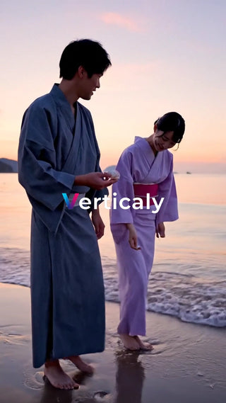 海辺デート、浴衣姿の二人