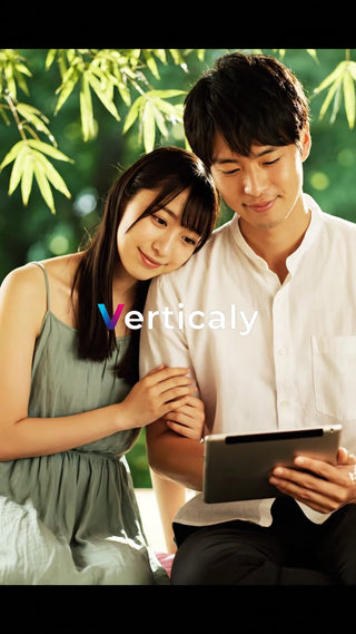 寄り添う二人、タブレット鑑賞