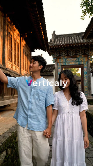 古都散策、手をつなぐ二人