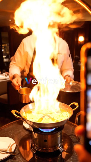 炎を上げる料理、迫力満点