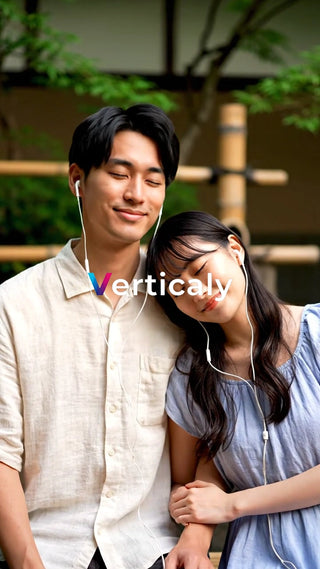 イヤホンを分け合う二人